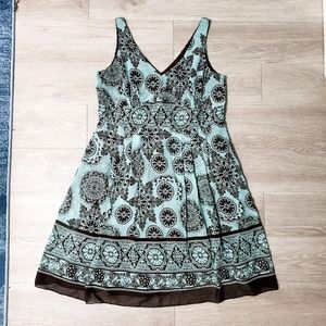 Smoky teal & brown boho gauzy midi dress Plus 14 party wedding